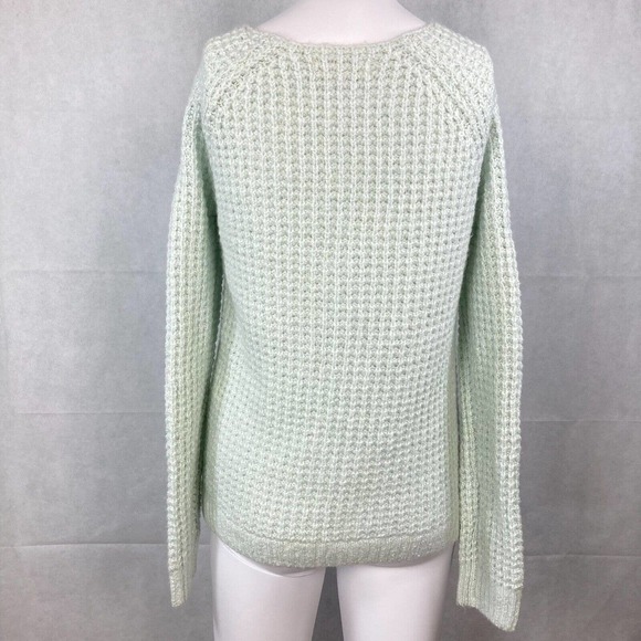 Hollister Sweater Womens Sz S Mint Green Waffle Cotton Knit V-Neck Pullover‎ - Picture 4 of 8